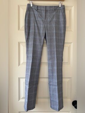 WHBM Ladies Plaid Trousers. Gray, White, and Blue. Lined and Like New!